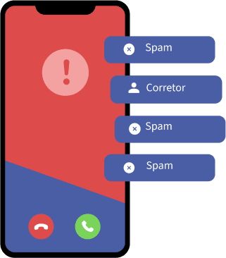 Ilustração de um smartphone recebendo chamada indesejada